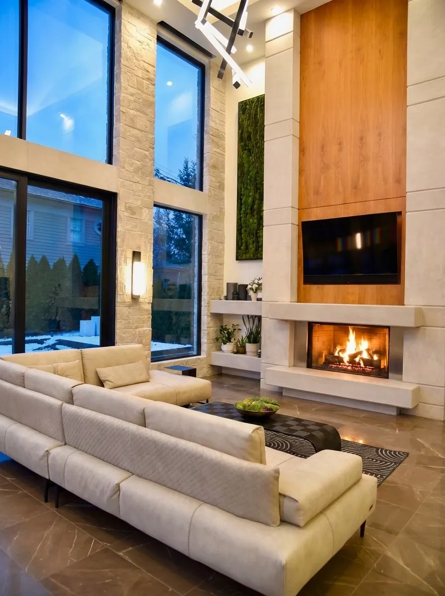 Modern living room interior design in Troy Michigan
