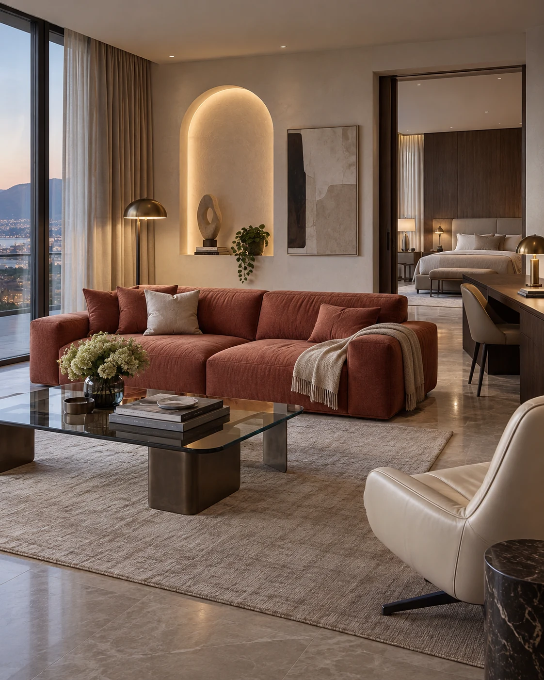 Hotel lobby and suite detail