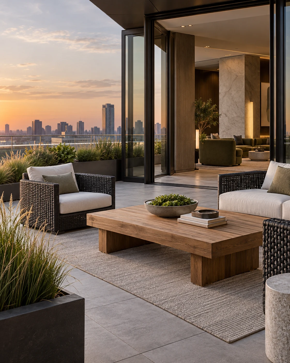 Rooftop deck and lobby lounge detail