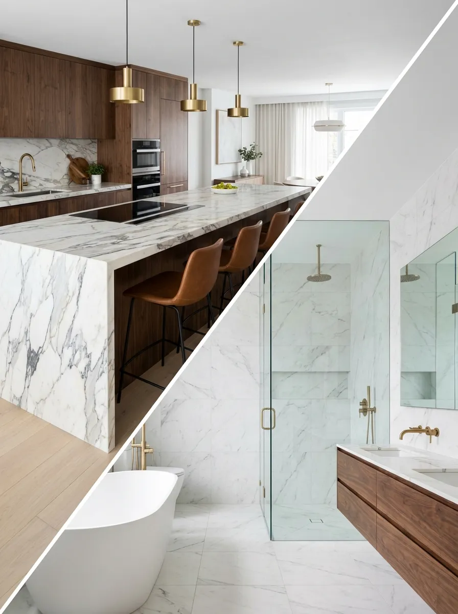 Complete luxury kitchen and bathroom renovation with Italian materials in Metro Detroit