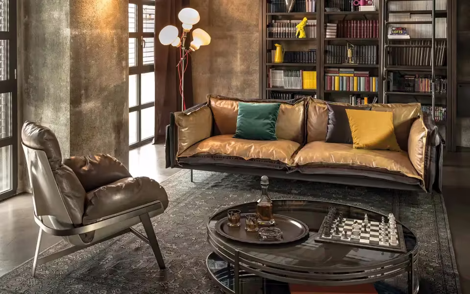 Auto-Reverse sofa by Arketipo in a library