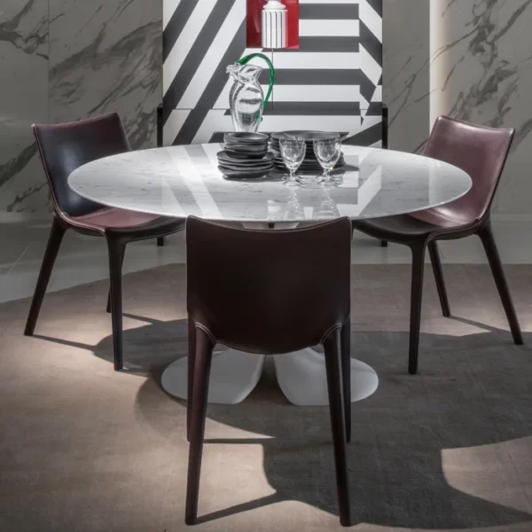 “DIDYMOS by Driade modern Italian designer chair – sculptural form with minimalist wooden frame and upholstered seat”