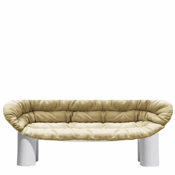 “Side view of CUSHION ROLY POLY sofa by Driade – plush sculptural Italian seating with cozy rounded form”