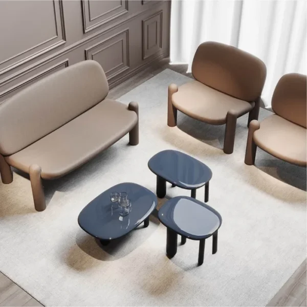 “Side view of TOTTORI by Driade – contemporary Italian seating with smooth contours and natural wood finish”