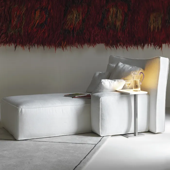 “WOW Chaise Longue by Driade – modular design featuring solid wooden structure and plywood panels”