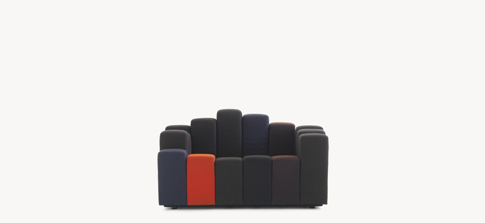 Do-Lo-Rez armchair by Moroso in modern Italian fabric upholstery, front view in a Royal Oak Michigan showroom