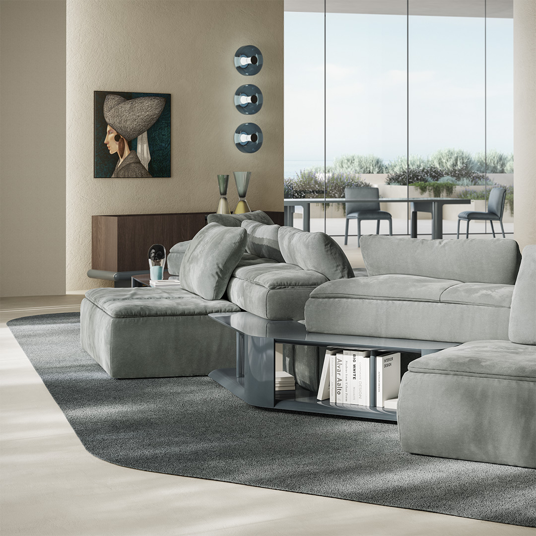 Amama Project by Natuzzi – luxurious modern Italian-design lounge collection showcased at Italcasa Design showroom in Birmingham, Michigan