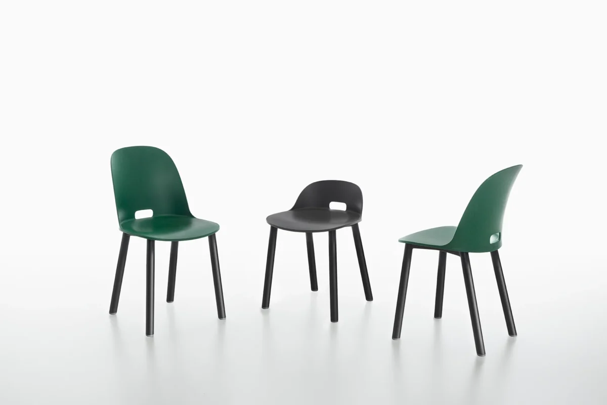 Alfi Aluminum Chair by Emeco, featuring a sleek and modern design with durable aluminum construction.