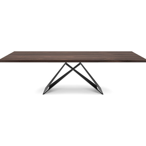 “PREMIER Wood Drive by Cattelan Italia – extendable dining table with solid wood top and sculptural angular steel base”