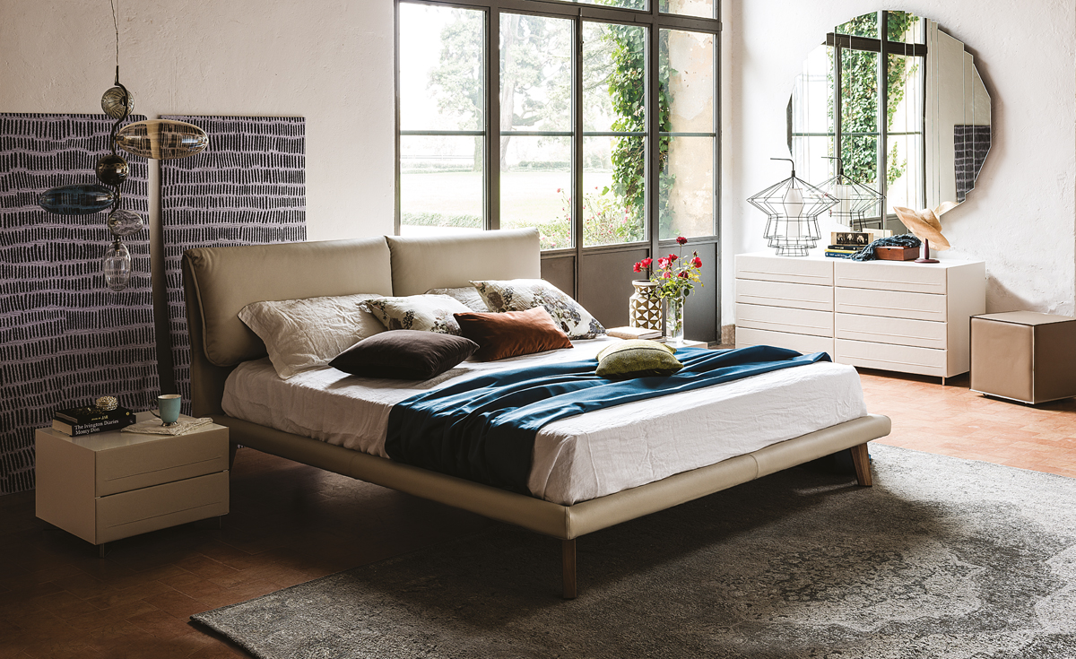 “ADAM by Cattelan Italia – modern Italian table lamp with sculptural ceramic base and minimalist fabric lampshade”