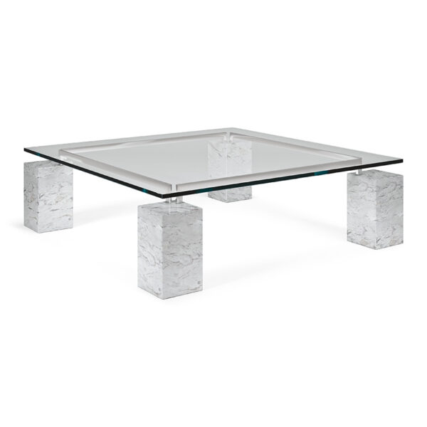 “DIELLE coffee table by Cattelan – contemporary low table with dual glass surfaces and lacquered metal base”