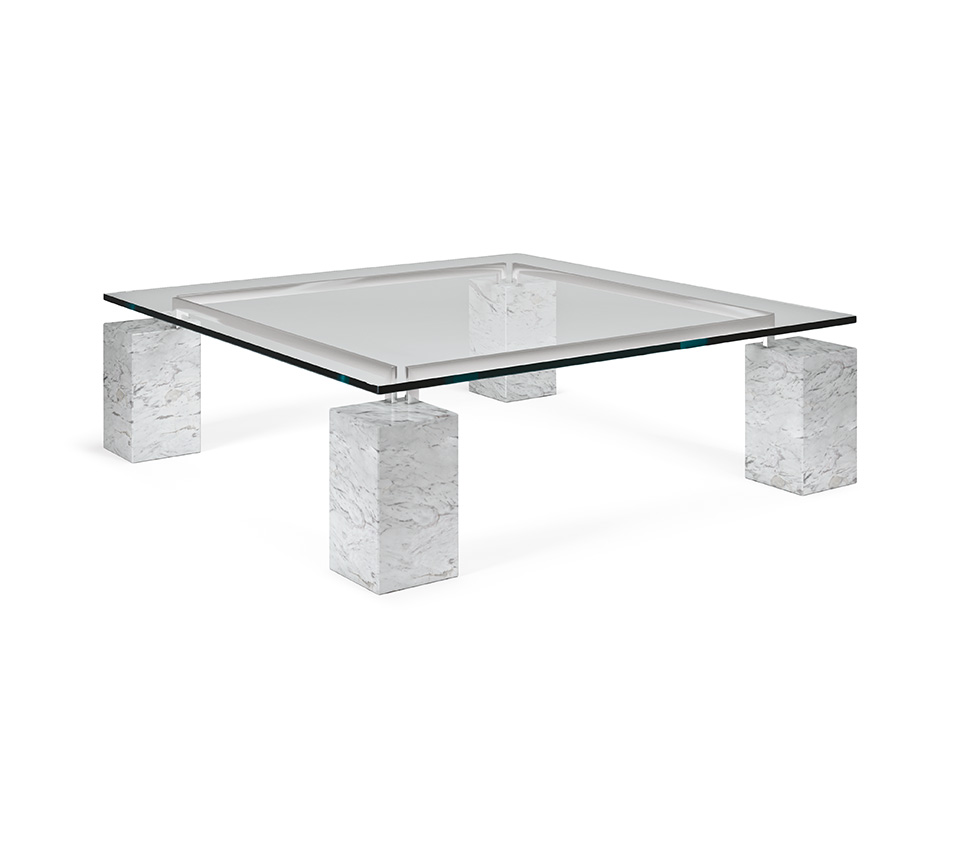 βDIELLE coffee table by Cattelan β contemporary low table with dual glass surfaces and lacquered metal baseβ