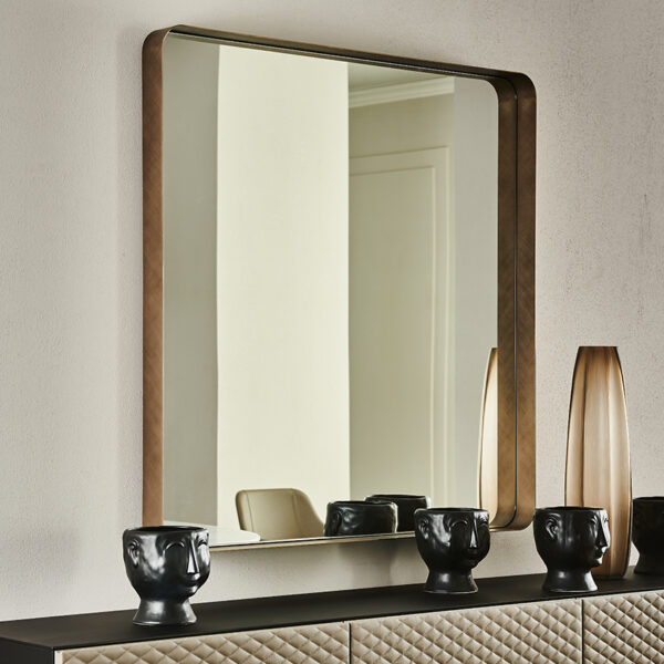 “WISH S by Cattelan Italia – modern square wall mirror with slim lacquered metal frame and minimalist Italian design”
