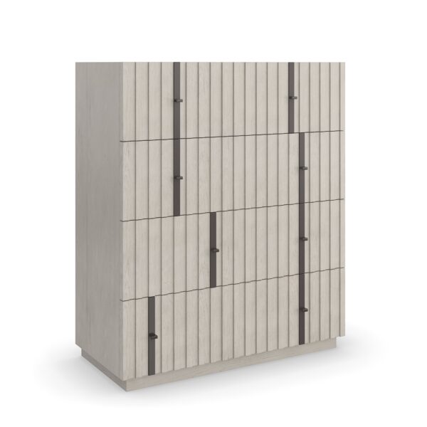 Caracole CLANCY Chest, featuring a minimalist design with a rich, dark finish like Charcoal Leaf, offering sophisticated storage for any room.