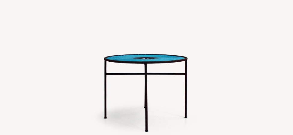 Banjooli Chair by Moroso top-down view illustrating circular seat and dynamic color patterns at the Michigan Design Center