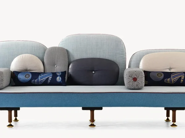 Moroso Backside sofa in a vibrant color, blending artistic design and comfort with statement geometry.