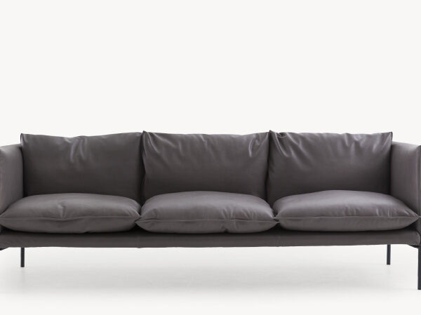 Gentry Extra Light Sofa by Moroso in refined Italian fabric, front view in a Royal Oak Michigan showroom