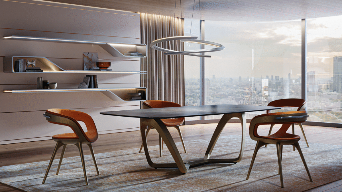 Segno 72 by Reflex showcased in Troy Michigan showroom, modern Italian luxury furniture design.