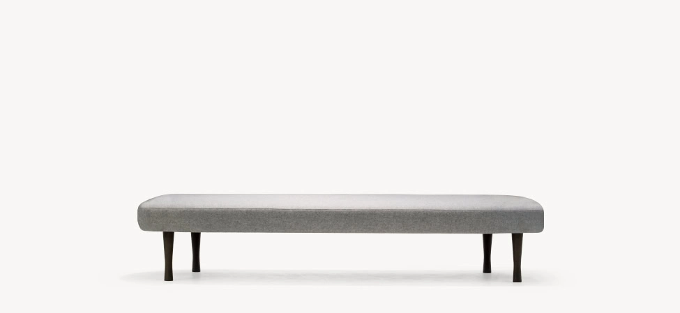 Josephine Sofa by Moroso in plush rounded cushions and low profile, front view in a Royal Oak Michigan showroom