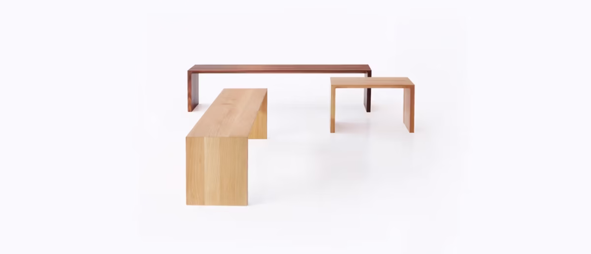 Radii Bench by Bensen in natural wood