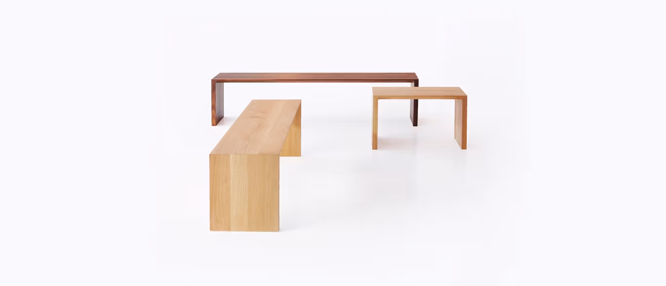Radii Bench by Bensen in natural wood