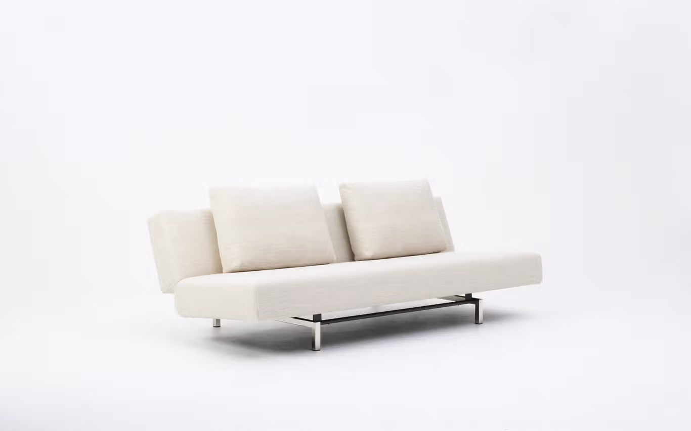 Sleeper Sofa by Bensen in neutral fabric, folded as a sofa