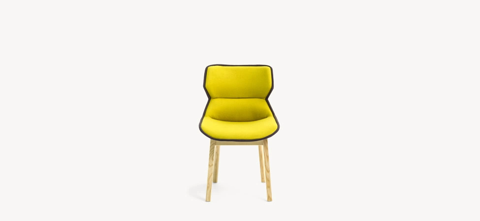Clarissa by Moroso in elegant Italian velvet upholstery, front view in a Royal Oak Michigan showroom