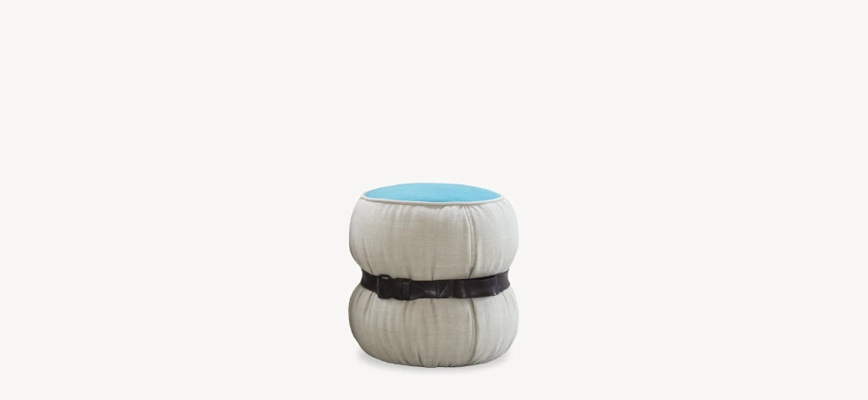 Chubby Chic by Moroso in plush rounded Italian upholstery, front view in a Royal Oak Michigan showroom