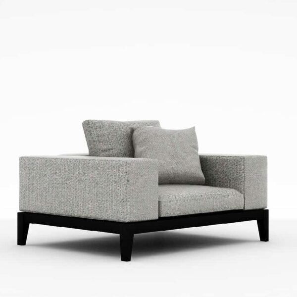 Modern accent chair with rounded backrest