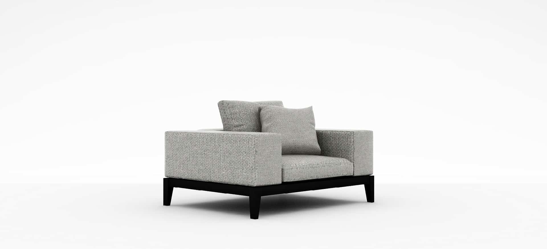 Modern accent chair with rounded backrest