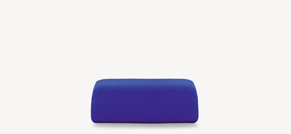 Highlands Sofa by Moroso in differentiated-density polyurethane foam seat with removable fabric covers, front view in a Royal Oak Michigan showroom