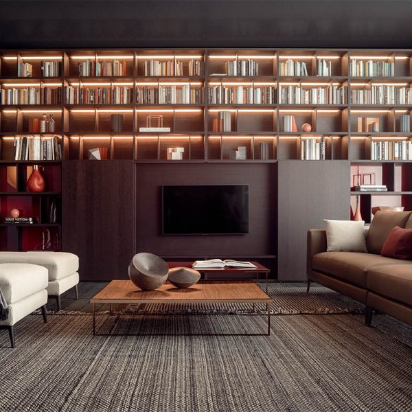 “Contemporary wall library – Spazioteca by Pianca with open compartments and integrated storage”