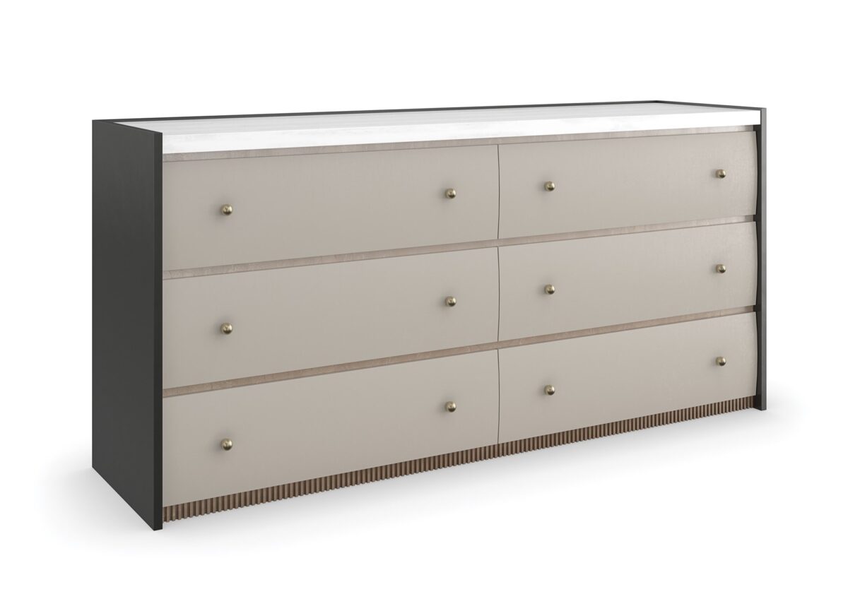 Caracole AVIGNON BRONZE Dresser, featuring a unique, textured bronze finish that gives it a rich, antique yet modern appearance.