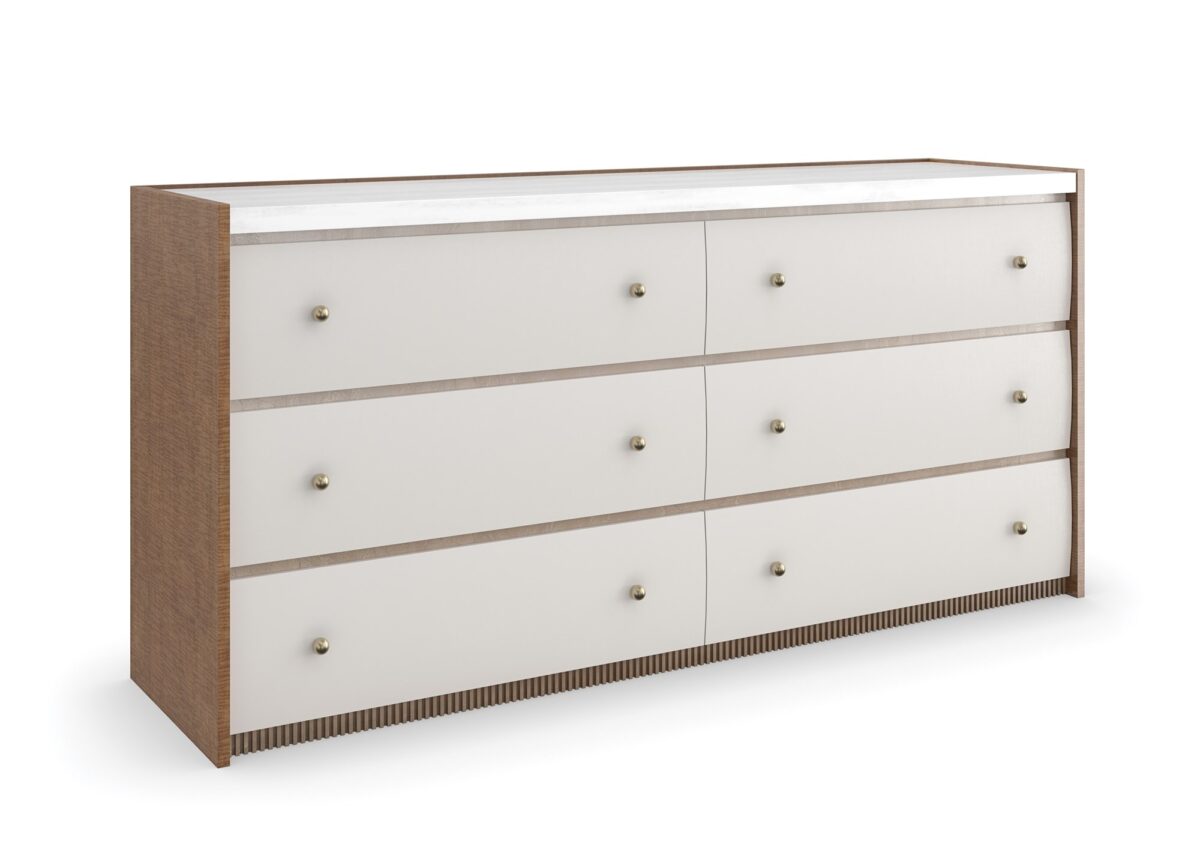 Caracole AVIGNON dresser, an exquisitely crafted piece that blends modern design with classic proportions, suitable for high-end bedrooms.