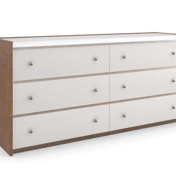 Caracole AVIGNON dresser, an exquisitely crafted piece that blends modern design with classic proportions, suitable for high-end bedrooms.