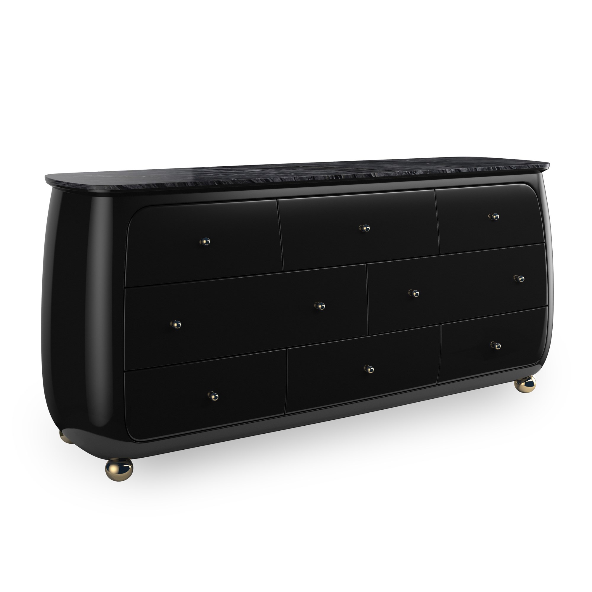 Caracole CABOCHON Dresser, featuring a unique, multi-faceted or sculpted drawer front design, creating a distinctive textural and visual effect.