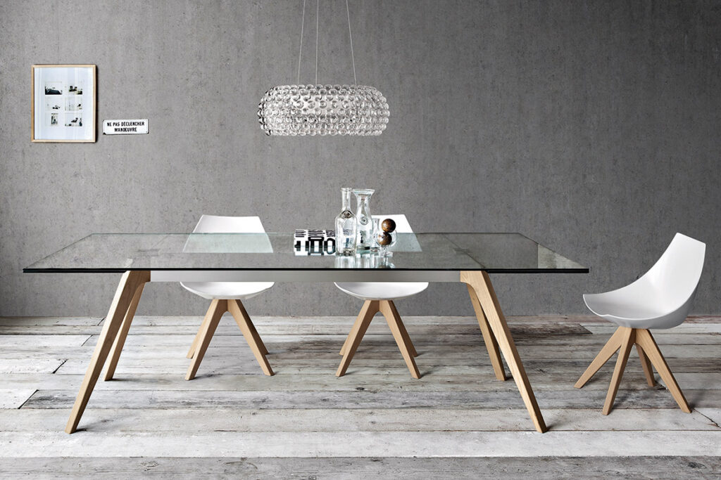 “Delta by Pianca modern Italian dining table – sculptural base with clean, geometric lines”