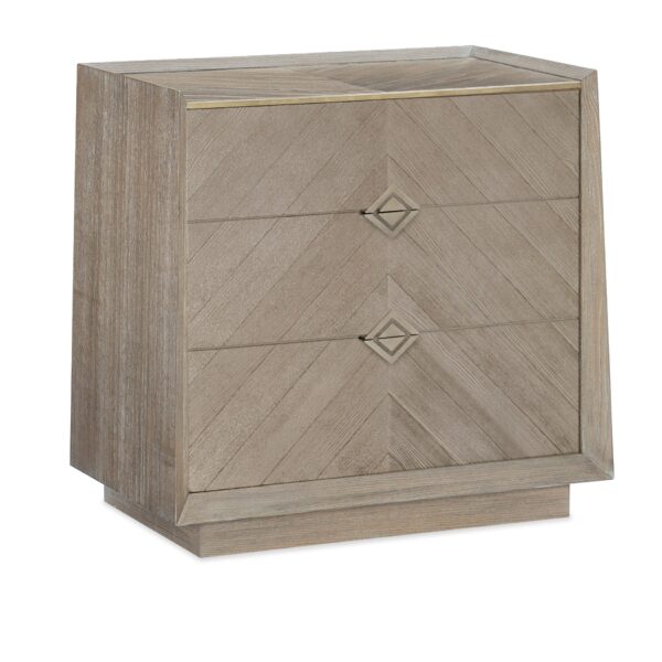 Modern side table with an open, architectural base of intersecting elements, CROSSED PURPOSES by Caracole.