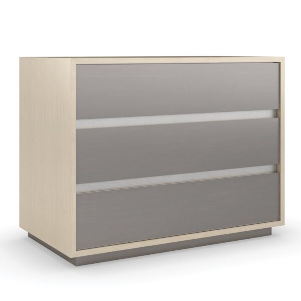 Contemporary large nightstand with a sleek two-tone finish and ample storage, FROM VITA DUO Large Nightstand by Caracole.