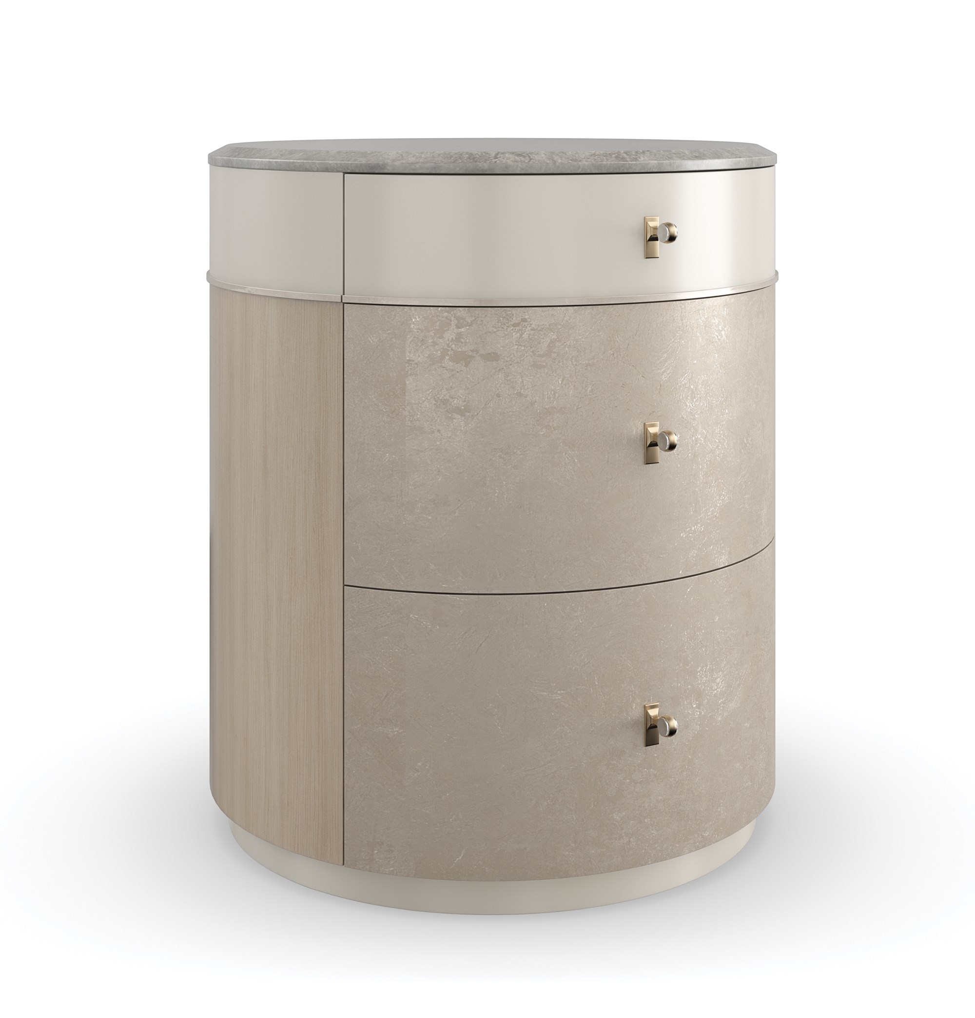 Contemporary HANG AROUND side table by Caracole, showcasing a sleek, minimalist top and a striking, open architectural base.
