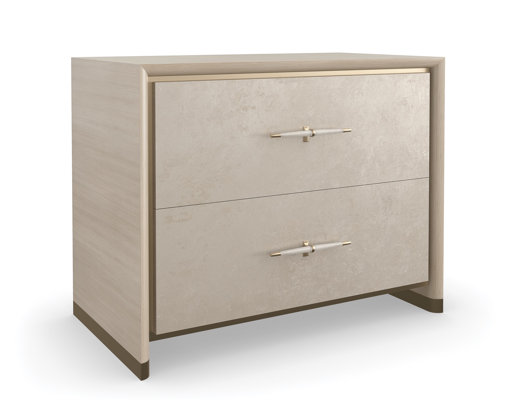 Caracole HANG UP Large Nightstand, featuring a sleek design with a subtle recessed base that creates a floating effect, offering ample bedside storage.