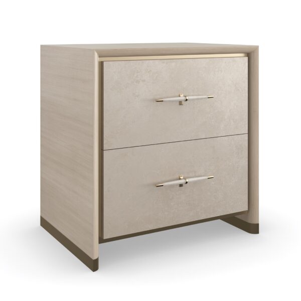 Architectural furniture: The HANG UP Small Nightstand by Caracole, a compact yet elegant piece designed to enhance the style and convenience of a bedroom with its floating design.