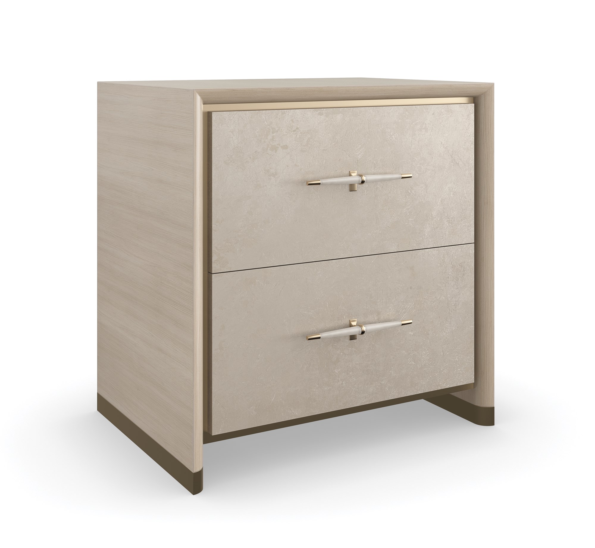 Architectural furniture: The HANG UP Small Nightstand by Caracole, a compact yet elegant piece designed to enhance the style and convenience of a bedroom with its floating design.