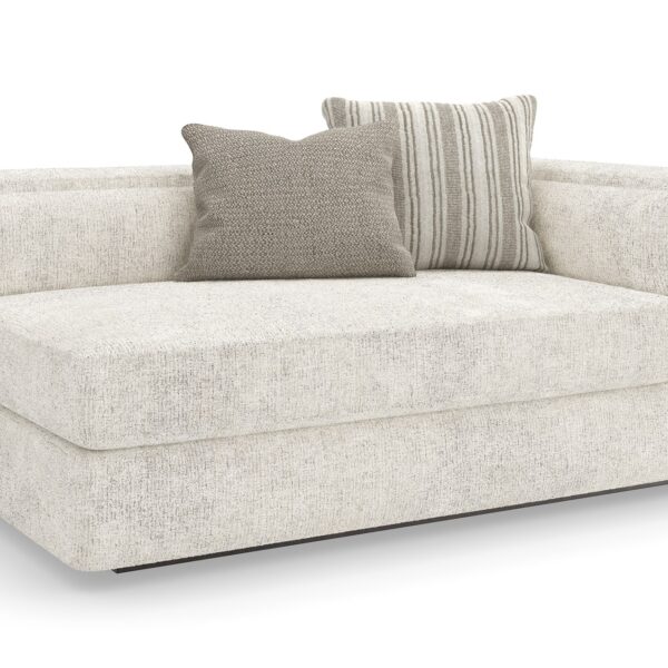The Unity Right Arm Loveseat by Caracole (model M140-022-RL1-A) is a sophisticated modular piece from the Caracole Modern Principles collection. It embodies a modern European aesthetic, characterized by clean lines, organic tones, and a harmonious blend of textures.