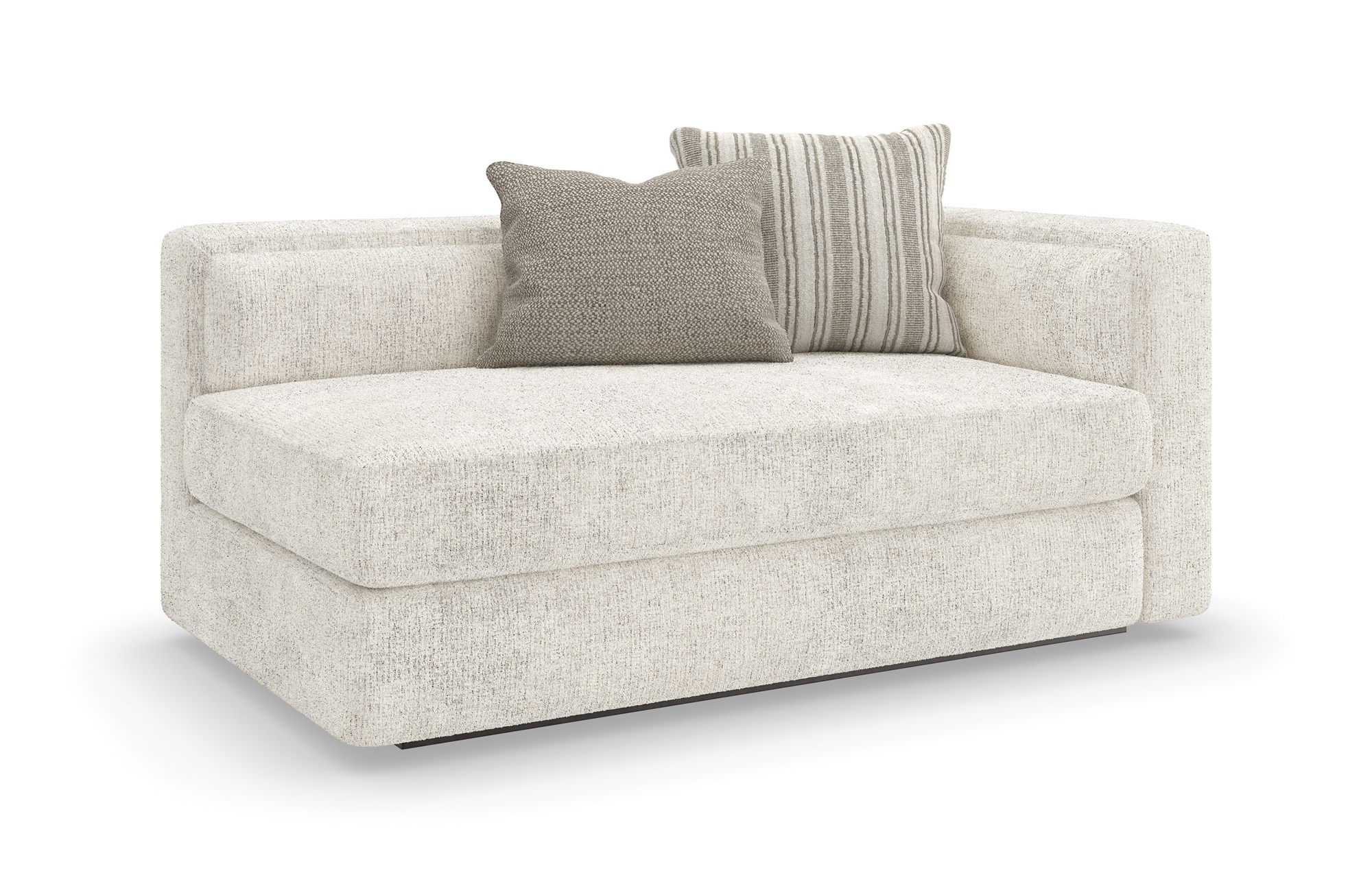 The Unity Right Arm Loveseat by Caracole (model M140-022-RL1-A) is a sophisticated modular piece from the Caracole Modern Principles collection. It embodies a modern European aesthetic, characterized by clean lines, organic tones, and a harmonious blend of textures.