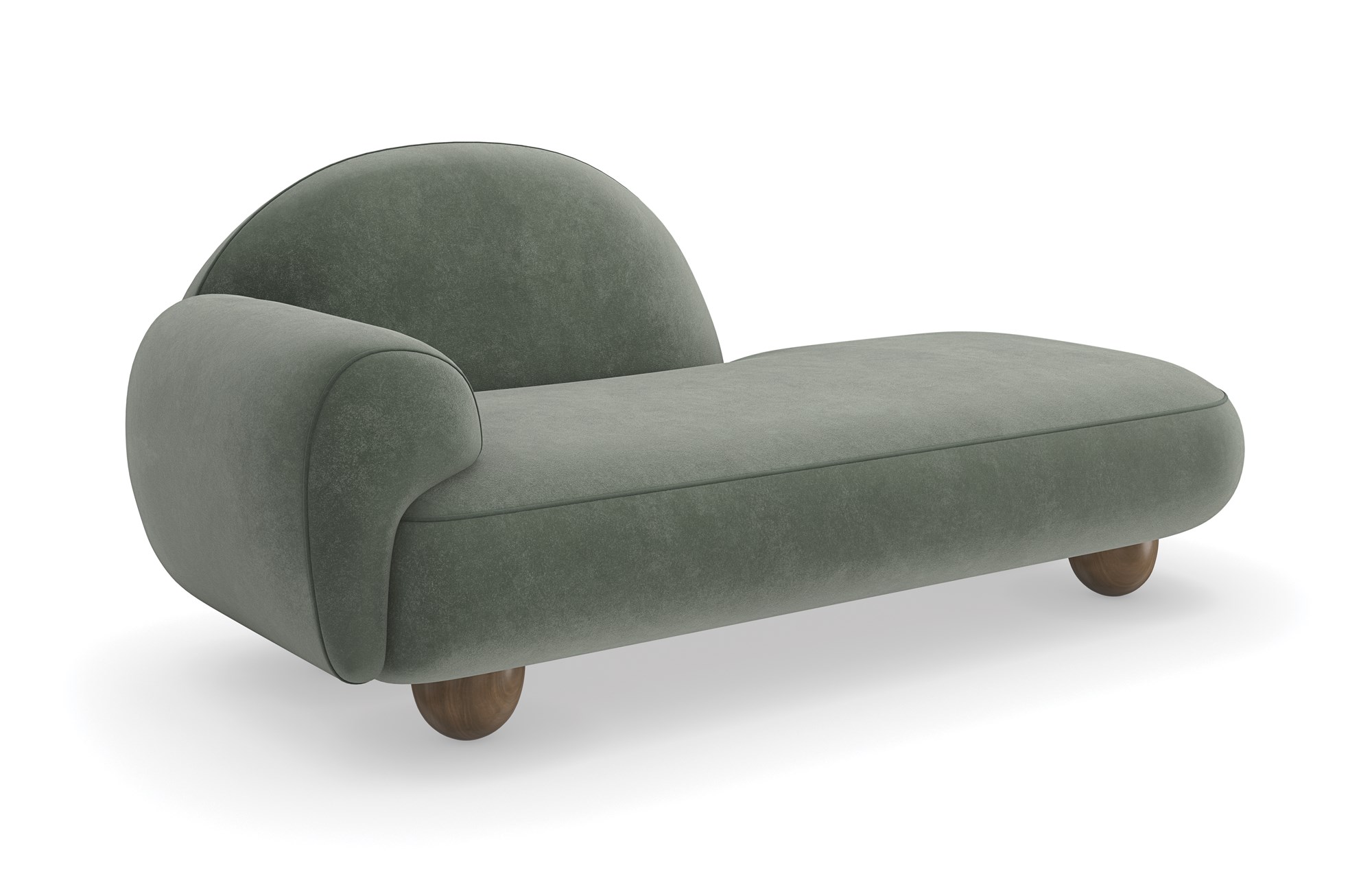 The Cypress Chaise by Caracole (model M150-023-071-A) is a luxurious, Memphis-inspired piece that combines sculptural elegance with plush comfort. Its cloud-like silhouette and rich verdigris mohair-velvet upholstery make it a standout addition to any interior.