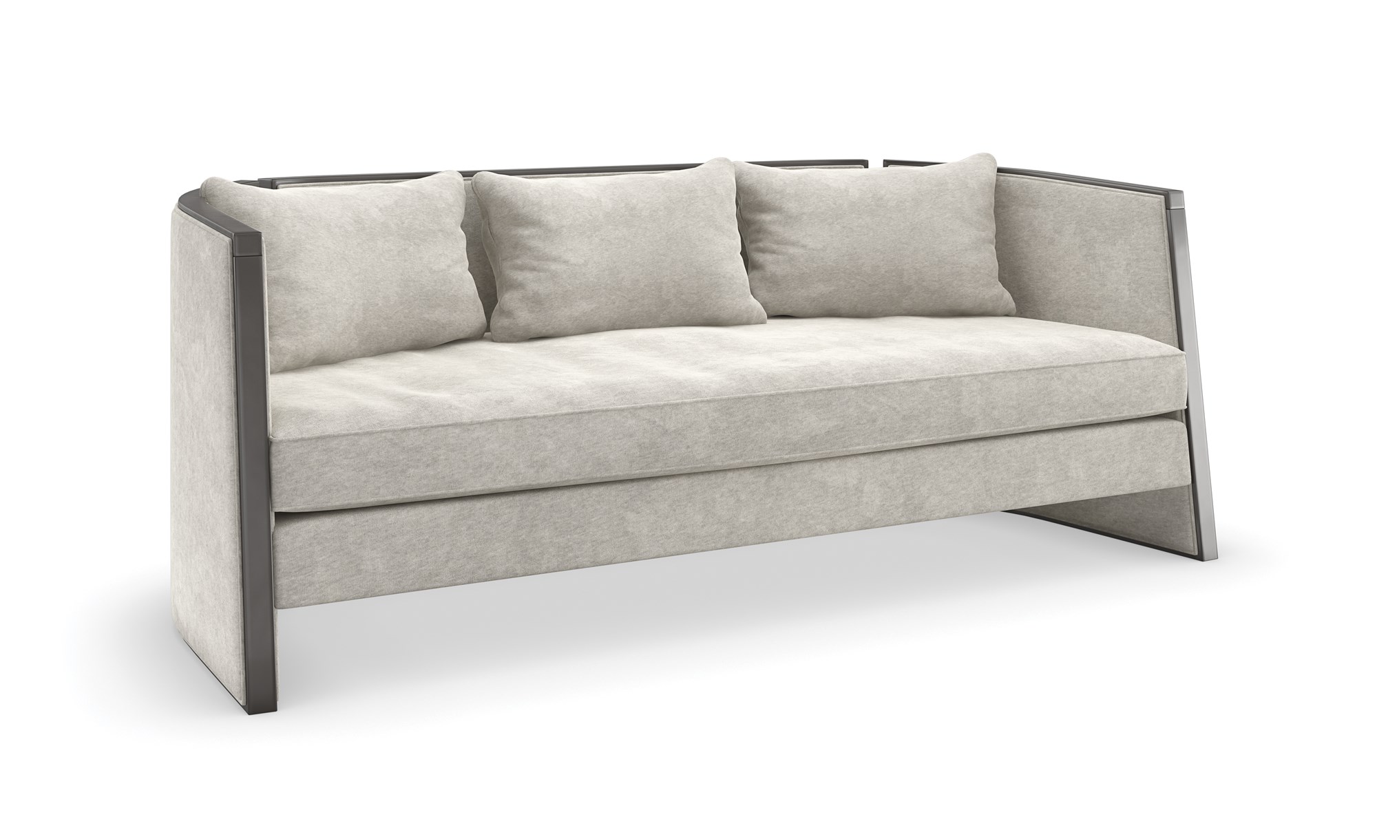 "Chic and contemporary Cut Away Sofa by Caracole, offering a striking design with clean lines and luxurious seating for a modern living space."
