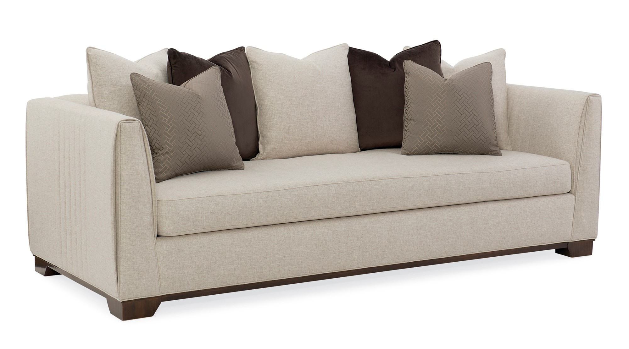 "Sleek and sophisticated Moderne Sofa by Caracole, featuring clean lines and luxurious upholstery, perfect for adding a modern touch to any living room."
