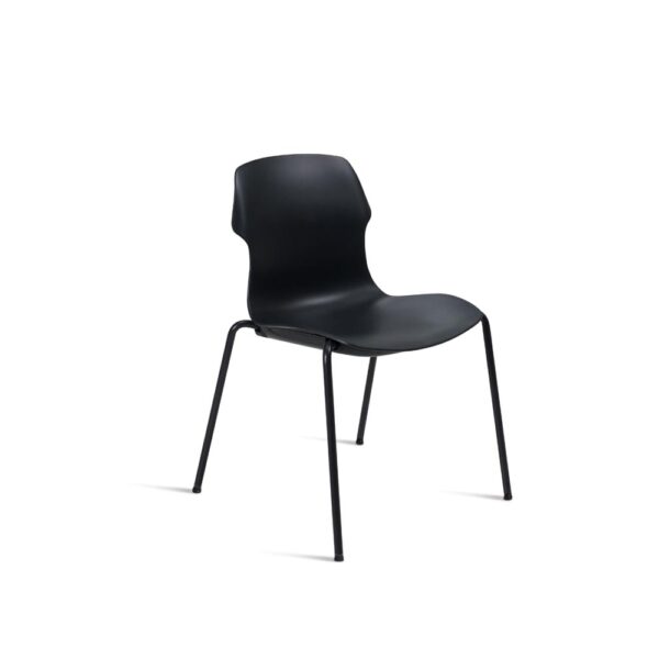"Stereo Stackable Polypropylene Chair by Casamania & Horm – Designed by Luca Nichetto, featuring a glossy rear and matte front polypropylene shell, supported by painted or chrome metal legs, ideal for both indoor and outdoor settings."