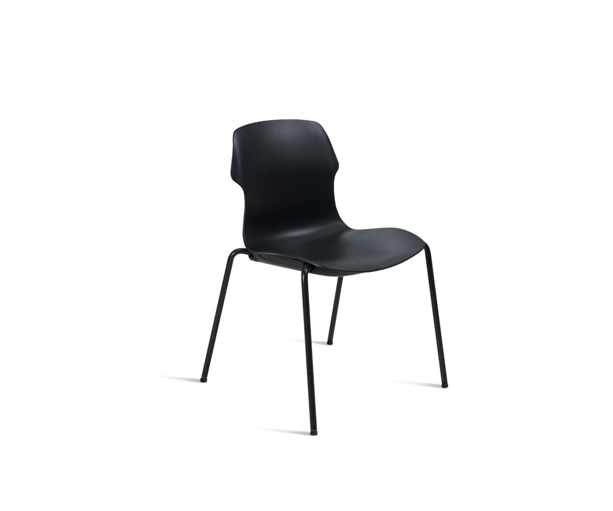 "Stereo Stackable Polypropylene Chair by Casamania & Horm – Designed by Luca Nichetto, featuring a glossy rear and matte front polypropylene shell, supported by painted or chrome metal legs, ideal for both indoor and outdoor settings."